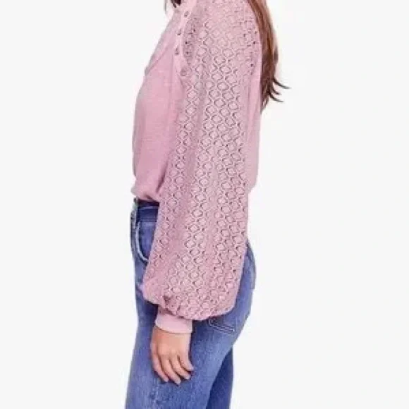Free People Sweetest Thing Elegant Pink Lace Women's Top size small - Picture 6 of 16